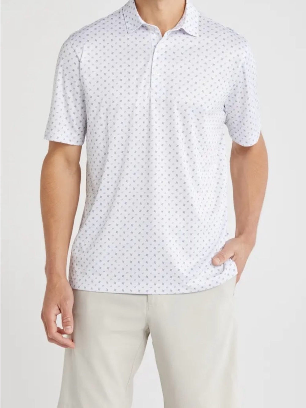 Men's White Short-Sleeve Printed Shirt